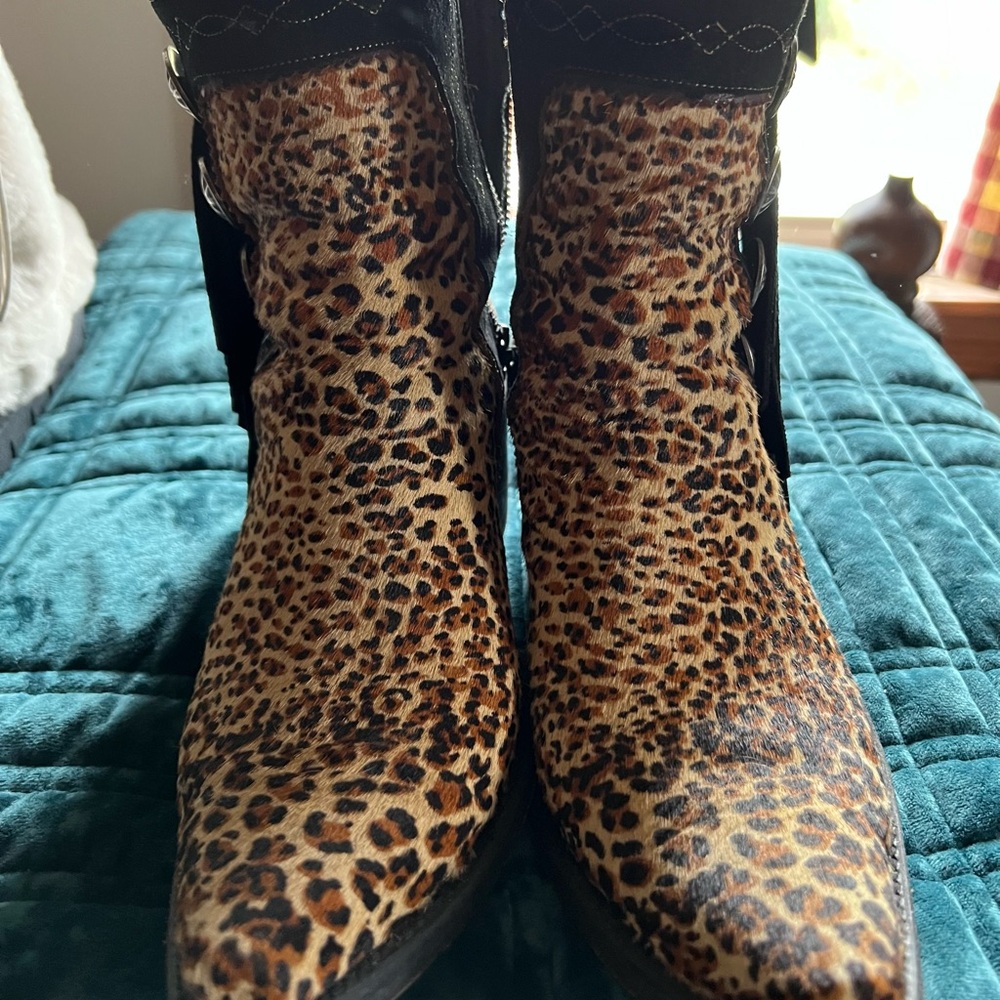Old Gringo hair on hide leopard booties.